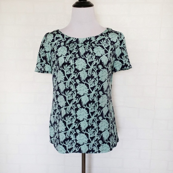 Tory Burch Blue Floral Silk Top Resort Collection - Picture 1 of 10